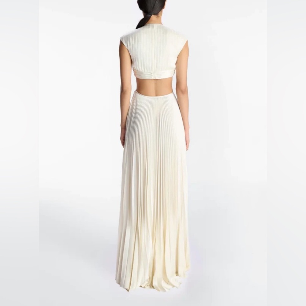 A.L.C. Ivory Pleated Maxi Dress with Twist Front Cutouts - Picture 2 of 7